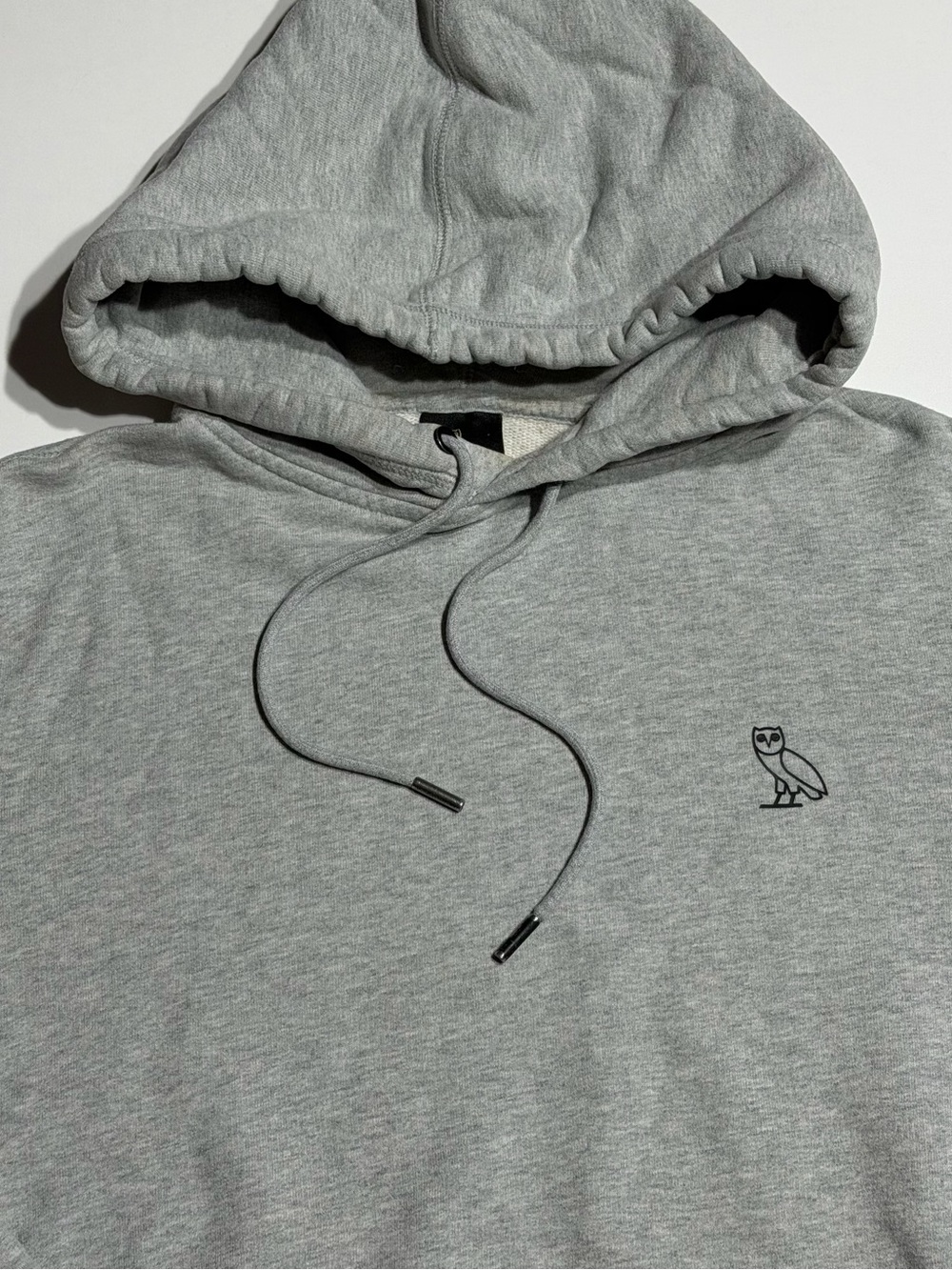OVO Light Grey Hoodie with rubberized embossed Owl Chest Logo